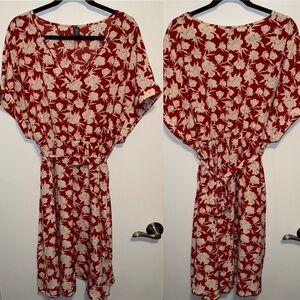 SHEINCurve Red and White Floral Dress